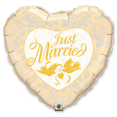 Шар 46 см Сердце Just Married Ivori Золото