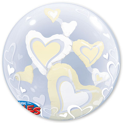 Шар 61 см bubble ИНСАЙДЕР Парящие Сердца Ivory