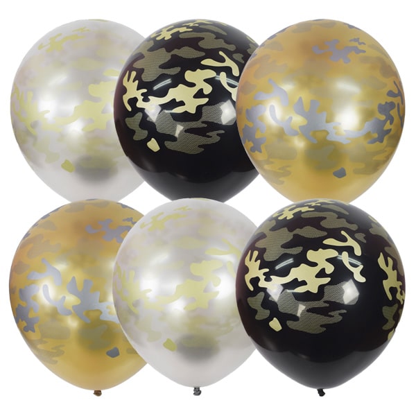 Шар 30 см BLACK & GOLD & SILVER 5 ст. рис Милитари Золото Черный Серебро Металлик