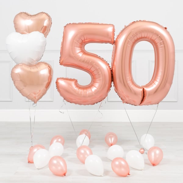 Комплект Розовое Золото и Белый на 50 лет