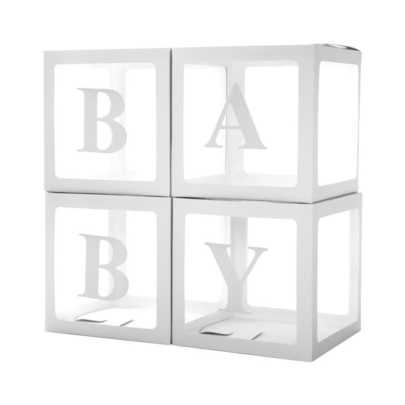Набор коробок для воздушных шаров Baby Белые грани Прозрачный 30х30х30 см 4 штуки