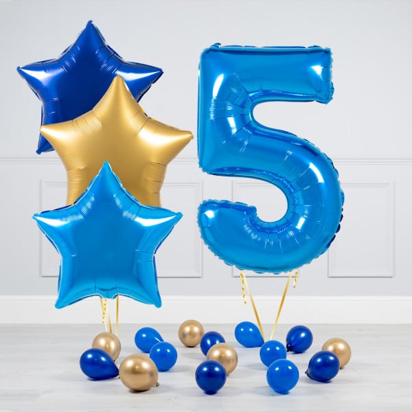 Комплект шаров Синий и Золото на 5 лет