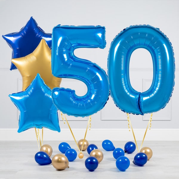 Комплект шаров Синий и Золото на 50 лет