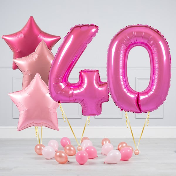 Комплект шаров Фуксия и Розовый на 40 лет