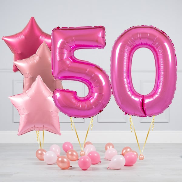 Комплект шаров Фуксия и Розовый на 50 лет