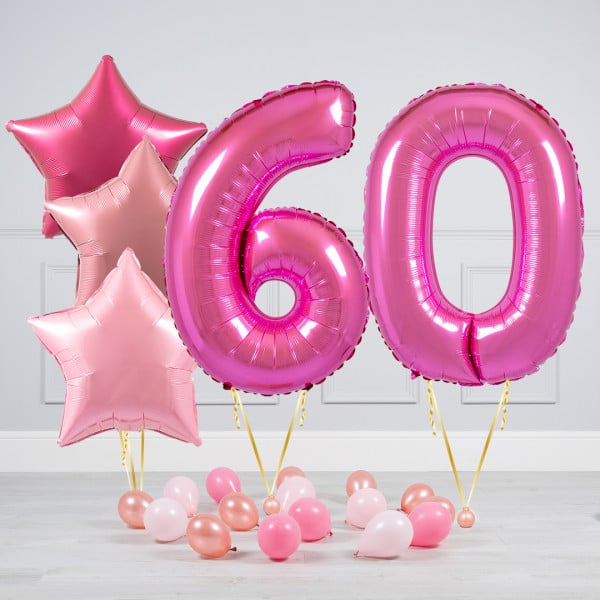 Комплект шаров Фуксия и Розовый на 60 лет