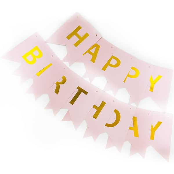 Гирлянда Флажки Happy Birthday Розовый Металлик 20 х 210 см