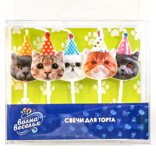 Свеча Фигура Котики 6 см 5 штук