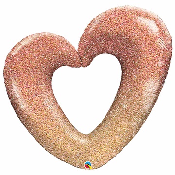 Шар 107 см Фигура Сердце Вензель Омбре RoseGold