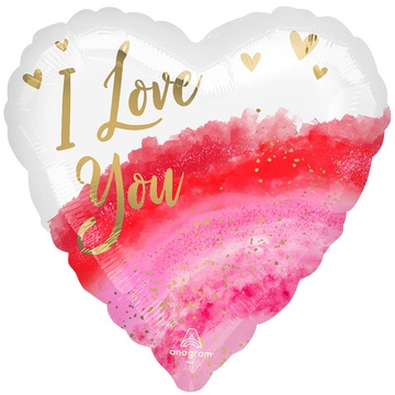 Шар 46 см Сердце ILY Акварель Red White