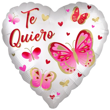 Шар 46 см Сердце TE QUIERO Бабочки Red Pink Gold
