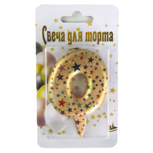Свеча Цифра 0 Саната Золото Металлик 7 см