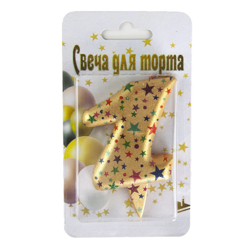 Свеча Цифра 1 Саната Золото Металлик 7 см