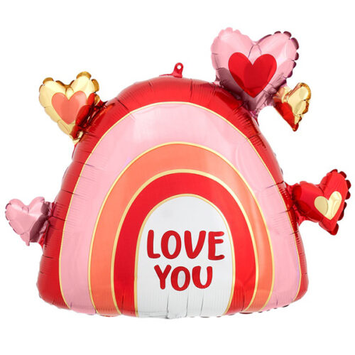 Шар 66 см Фигура LOVE YOU Радуга сердечная