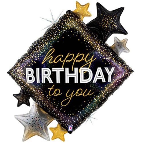 Шар 96 см Фигура HAPPY BIRTHDAY TO YOU Звезды