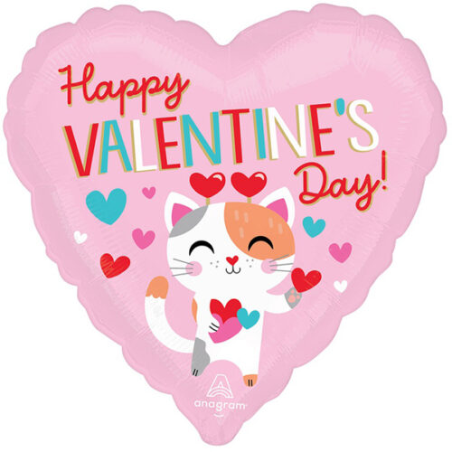 Шар 46 см Сердце HVD Кот с сердцами-антенками