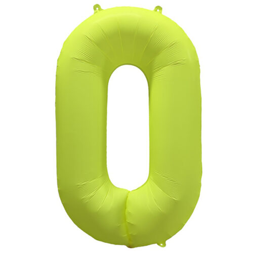 Шар 86 см ЦИФРА 0 Неон Yellow Желтый