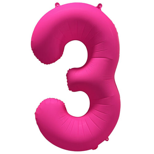 Шар 86 см ЦИФРА 3 Неон Pink Розовый