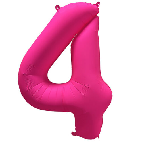 Шар 86 см ЦИФРА 4 Неон Pink Розовый