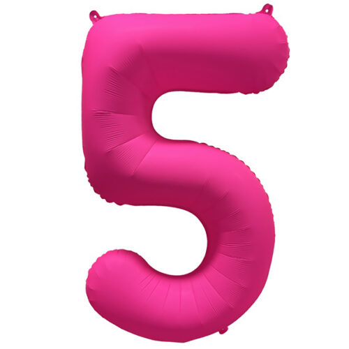 Шар 86 см ЦИФРА 5 Неон Pink Розовый