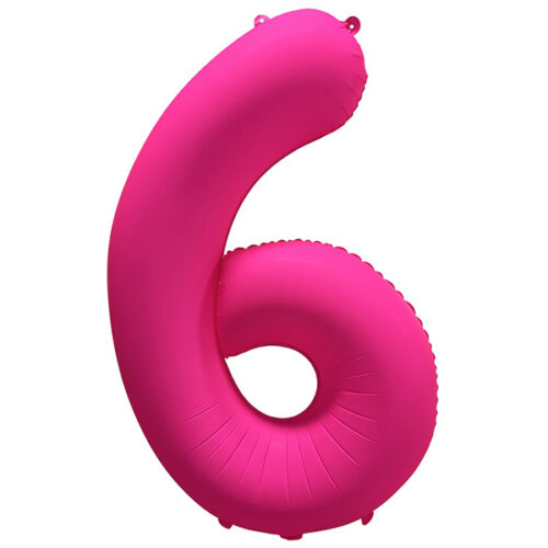 Шар 86 см ЦИФРА 6 Неон Pink Розовый