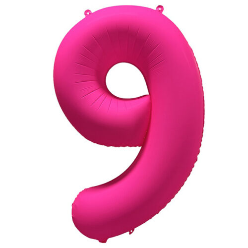 Шар 86 см ЦИФРА 9 Неон Pink Розовый