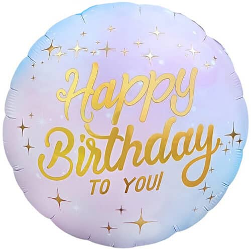 Шар 46 см Круг Happy Birthday Сиреневый Градиент