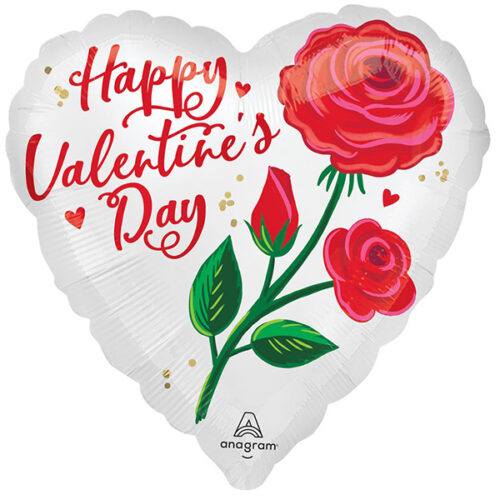 Шар 46 см Сердце HVD Роза алое сияние сатин